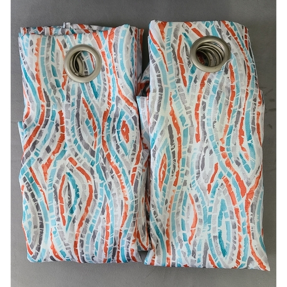 Interiors By Design 2 Panel Colorful Wave Pattern Curtains - Picture 4 of 4